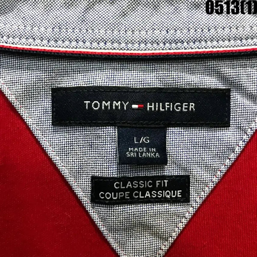 [BUNJANG] Tommy Hilfiger Red Collar Short Sleeve T-Shirt - Large / 타미힐피거 레드 카라 반팔티 L