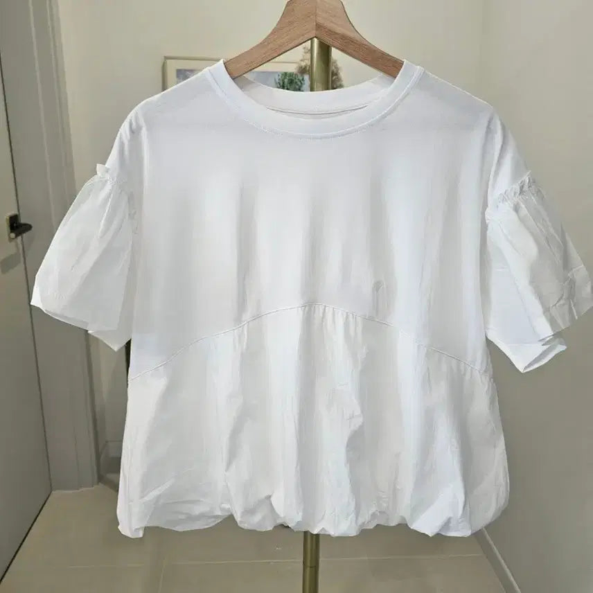 [BUNJANG] Balloon Color Block Blouse Top / 벌룬배색 블라우스 티 색상택1