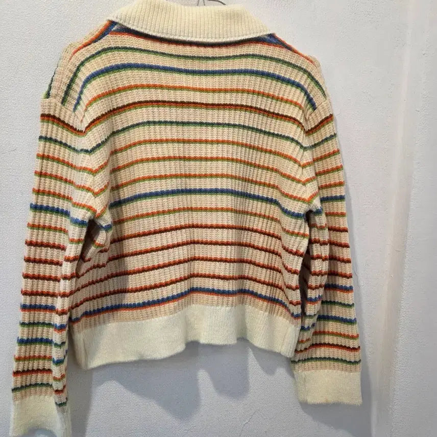 [BUNJANG] Studio White Stripe Knit Cardigan / 스튜디오화이트 스트라이프 니트 가디건