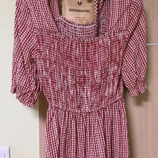 [BUNJANG] Checkered Shirring Dress / 에이블리 지그재그 체크 셔링 원피스