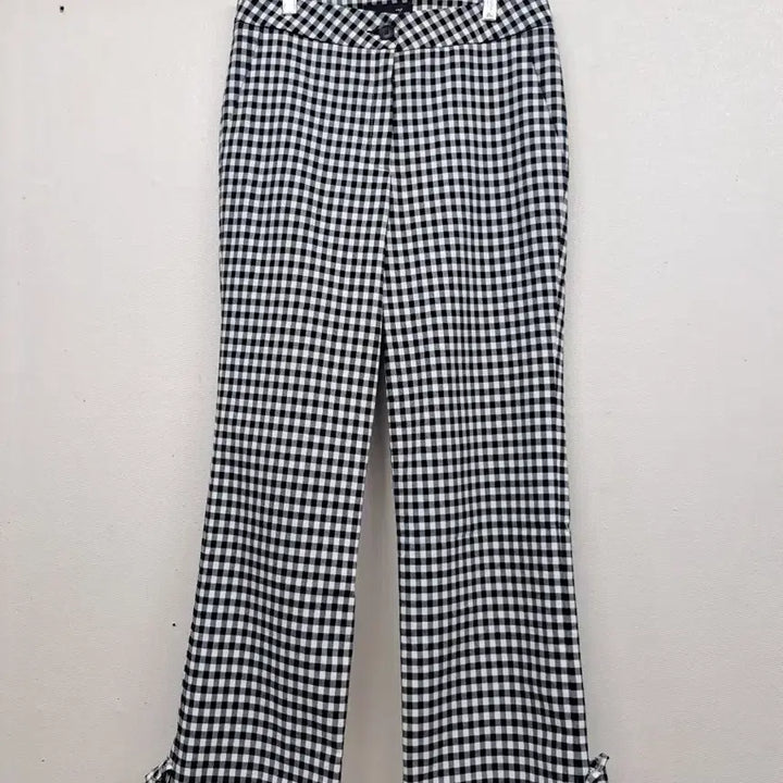 [BUNJANG] Checkered Cotton Pants Ribbon Detail / 첵크 팬츠27미사용