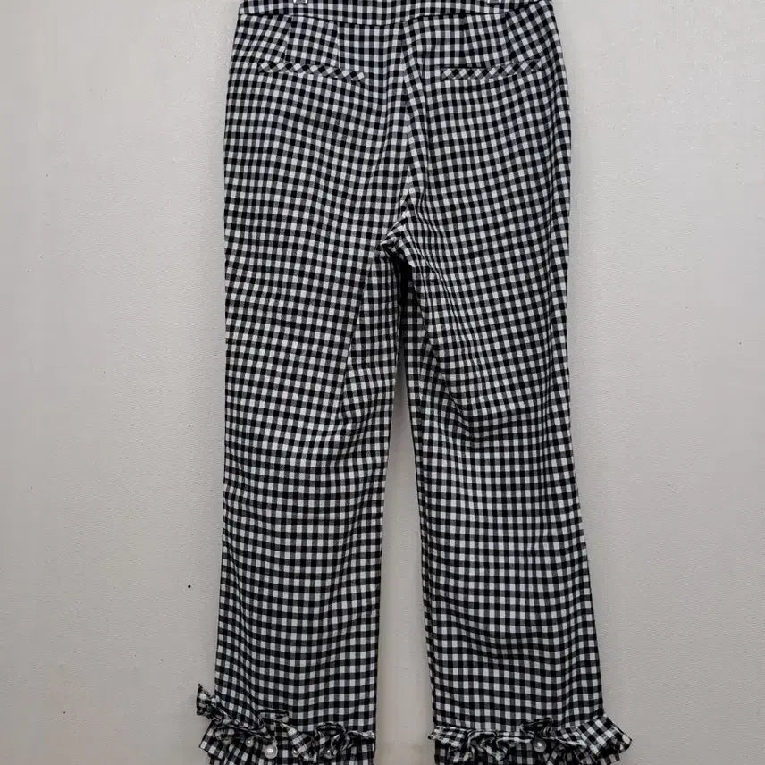 [BUNJANG] Checkered Cotton Pants Ribbon Detail / 첵크 팬츠27미사용
