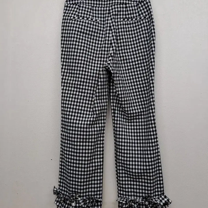 [BUNJANG] Checkered Cotton Pants Ribbon Detail / 첵크 팬츠27미사용