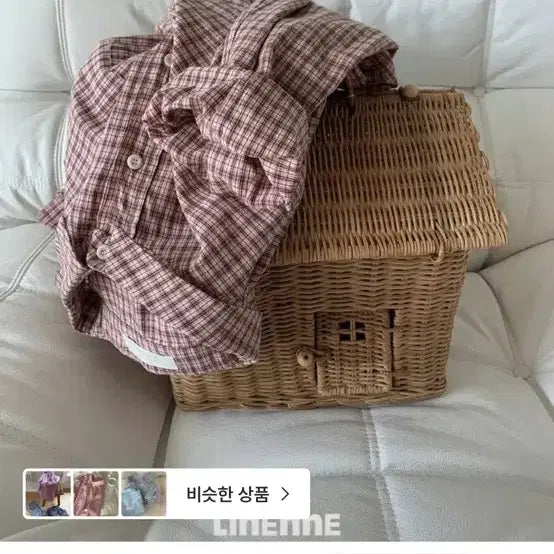 [BUNJANG] Linen Blend Pink Check Overshirt / 리넨느 핑크 체크 오버셔츠