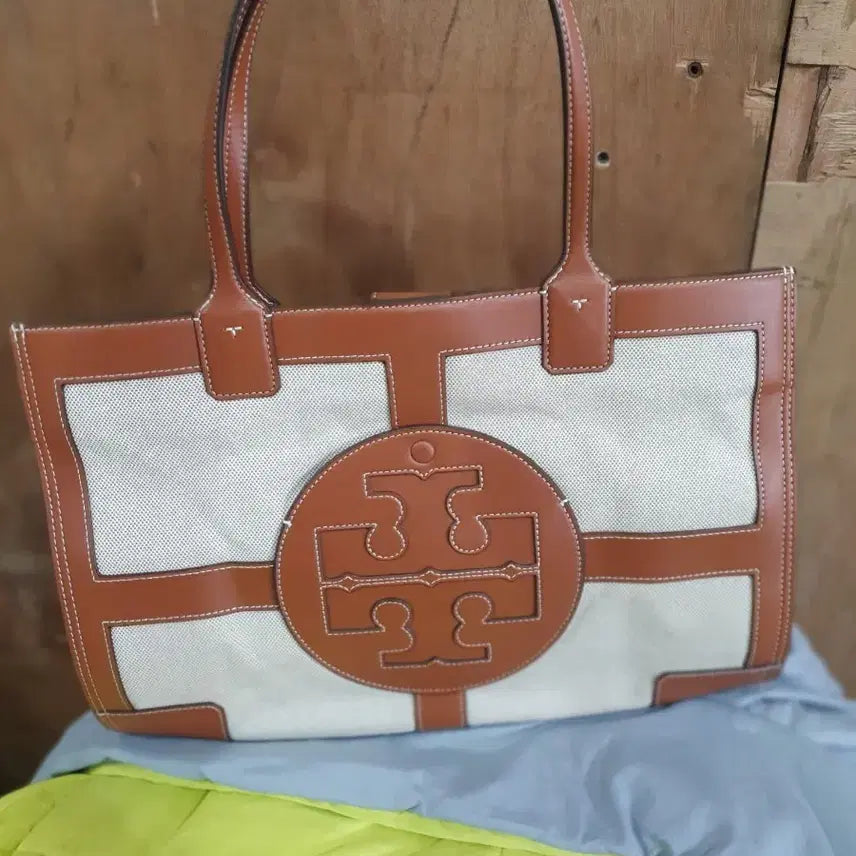 [BUNJANG] Tory Burch Canvas Tote Bag Brown Logo / 토리버치 캔버스 토트백 브라운 로고