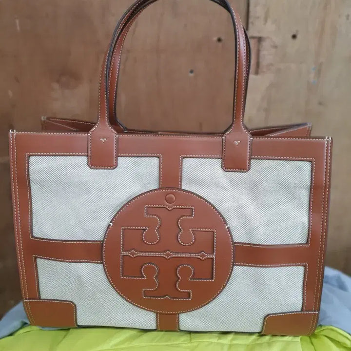 [BUNJANG] Tory Burch Canvas Tote Bag Brown Logo / 토리버치 캔버스 토트백 브라운 로고