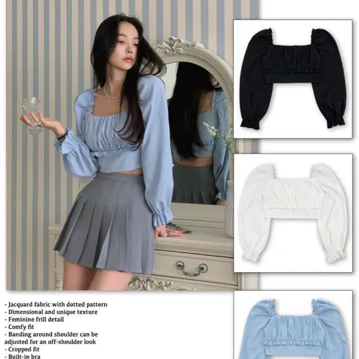 [BUNJANG] Faejide Jacquard Frill Blouse / 페일제이드 자카드 프릴 블라우스 소라 블랙