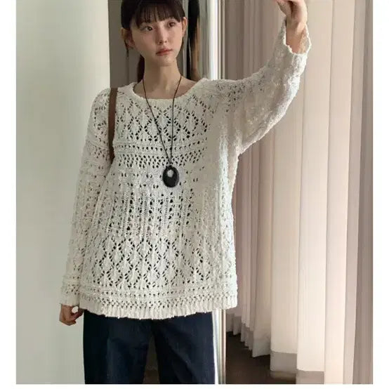 [BUNJANG] Edmore Cream Loose Fit Knit / 에드모어 슈크림 루즈핏 니트