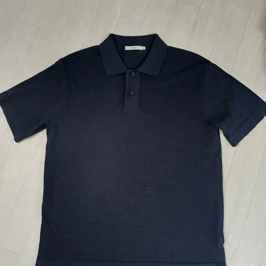 [BUNJANG] Epigram Navy Linen Blend Short-Sleeve Knit M / 에피그램 네이비 린넨혼방 카라반팔니트 M사이즈