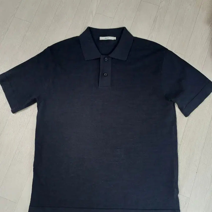 [BUNJANG] Epigram Navy Linen Blend Short-Sleeve Knit M / 에피그램 네이비 린넨혼방 카라반팔니트 M사이즈
