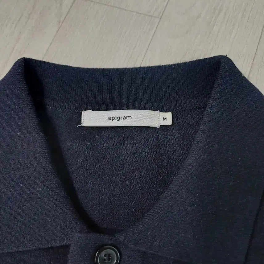 [BUNJANG] Epigram Navy Linen Blend Short-Sleeve Knit M / 에피그램 네이비 린넨혼방 카라반팔니트 M사이즈
