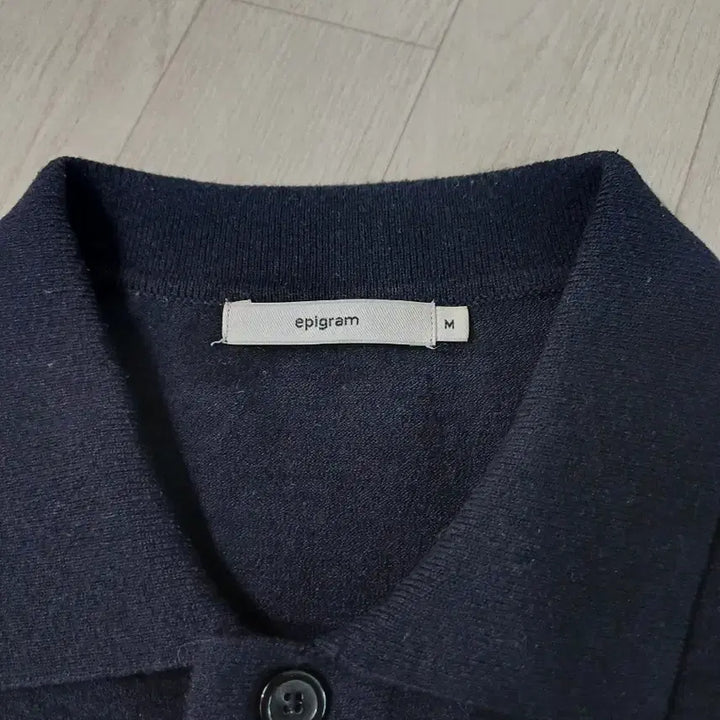 [BUNJANG] Epigram Navy Linen Blend Short-Sleeve Knit M / 에피그램 네이비 린넨혼방 카라반팔니트 M사이즈