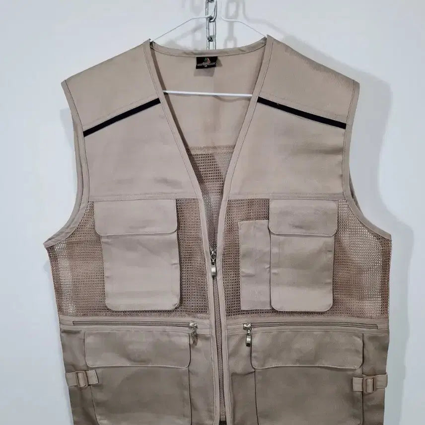 [BUNJANG] Beige Pocket Work Mesh Vest / 베이지색 포켓 작업 메쉬조끼