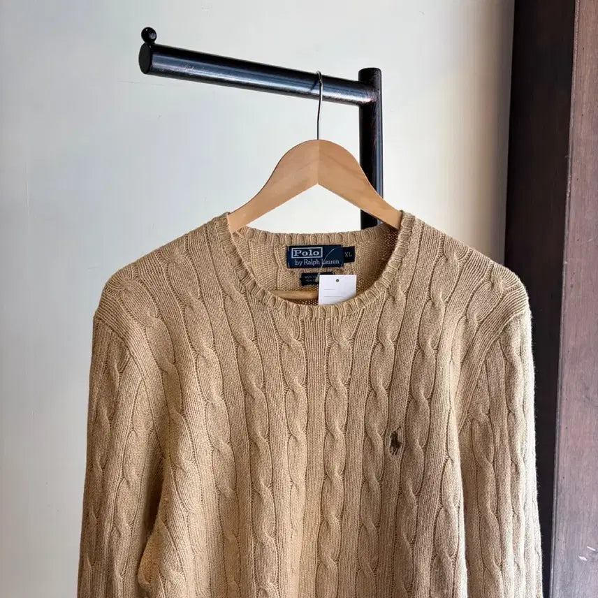 [BUNJANG] Polo Ralph Lauren Beige Cable Knit (85% Silk, 15% Cashmere) / 16932 - 폴로 랄프로렌 베이지 케이블 니트 (실크 85 캐시미어 1