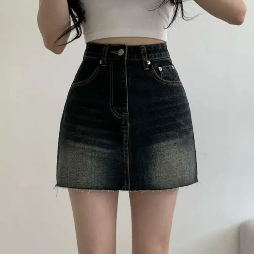 [BUNJANG] Ablley Black Denim Mini Skirt / 에이블리 흑청스커트 (교환가능)