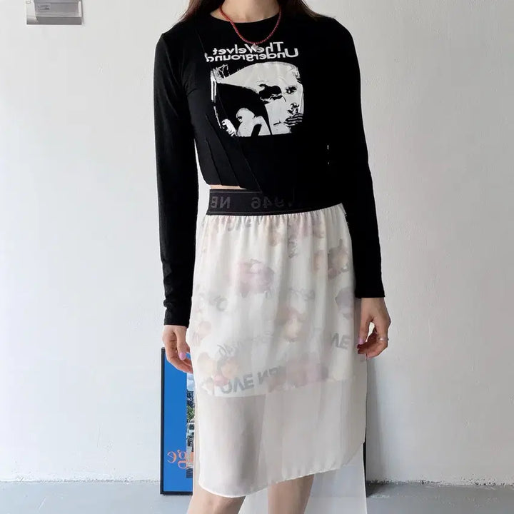 [BUNJANG] F NBA Layered Floral Skirt / [택포] [F] NBA 레이어드 프로럴 스커트