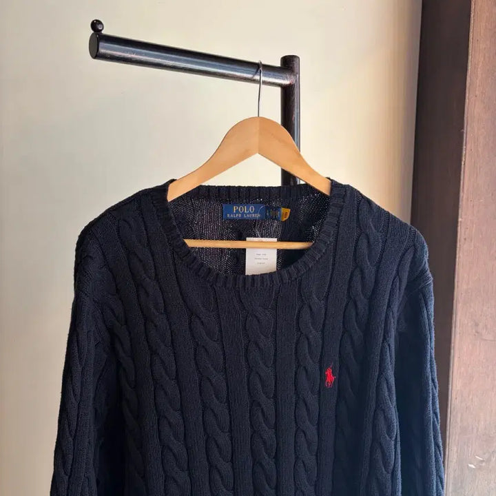[BUNJANG] Polo Ralph Lauren Navy Cable Knit Sweater / 16933 - 폴로 랄프로렌 네이비 케이블 니트