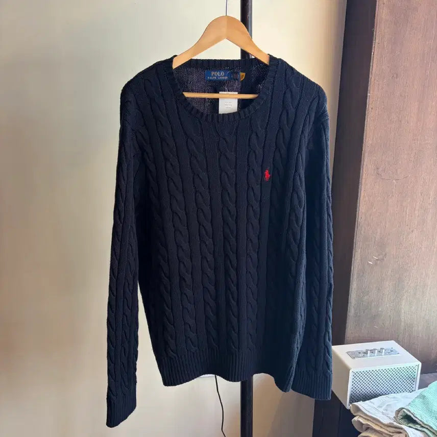 [BUNJANG] Polo Ralph Lauren Navy Cable Knit Sweater / 16933 - 폴로 랄프로렌 네이비 케이블 니트