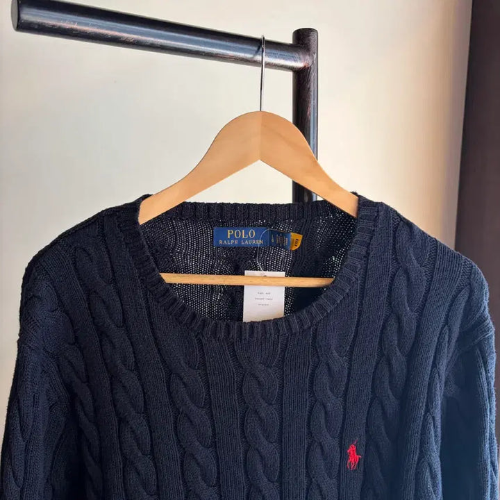 [BUNJANG] Polo Ralph Lauren Navy Cable Knit Sweater / 16933 - 폴로 랄프로렌 네이비 케이블 니트
