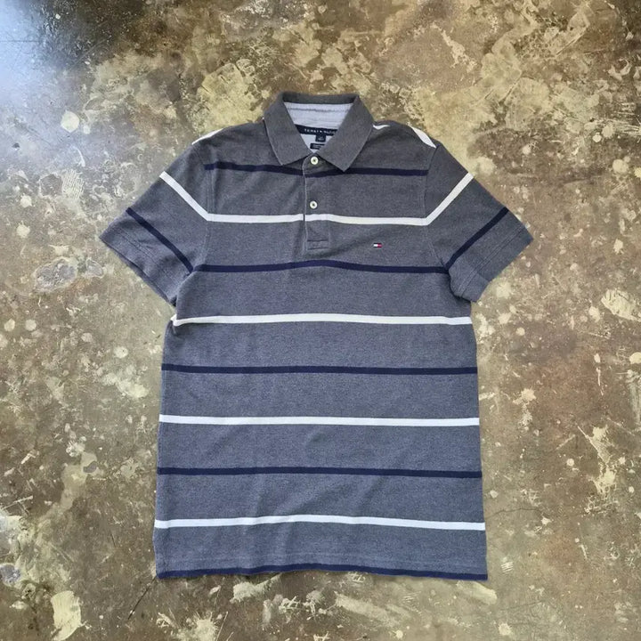 [BUNJANG] Tommy Hilfiger Striped Short Sleeve Polo Shirt / S) 타미힐피거 스트라이프 반팔 카라티 카라티 셔츠