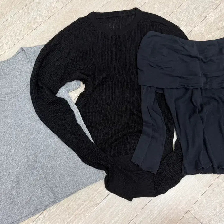 [BUNJANG] Zara x Larum Top Bundle (T-shirt, Mesh Long Sleeve, Off-shoulder) / 자라 라룸 상의 3개 (반팔/그물망사티/오프숄더) 옷장정리 에이블리