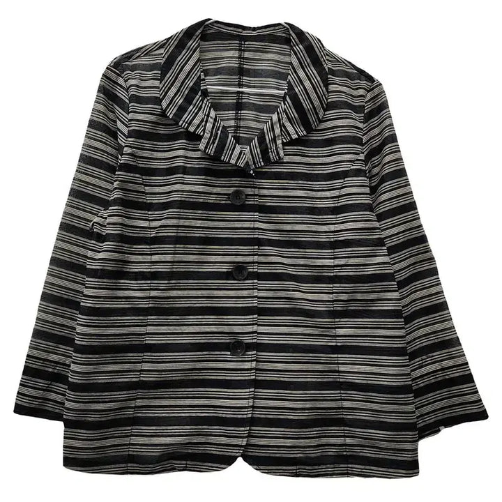 [BUNJANG] Vintage Ethnic Stripe Black Blazer L / 빈티지 에스닉 스트라이프 블랙 블레이저 L