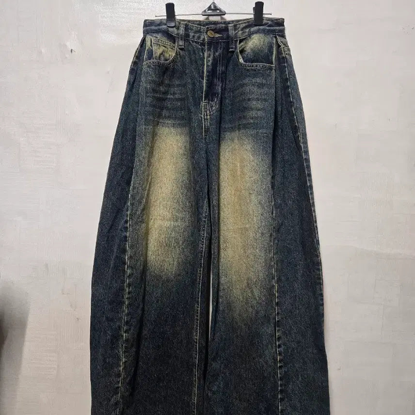 [BUNJANG] Gogosing Washed Denim Wide Pants / 고고싱 워싱 데님 와이드 팬츠 S