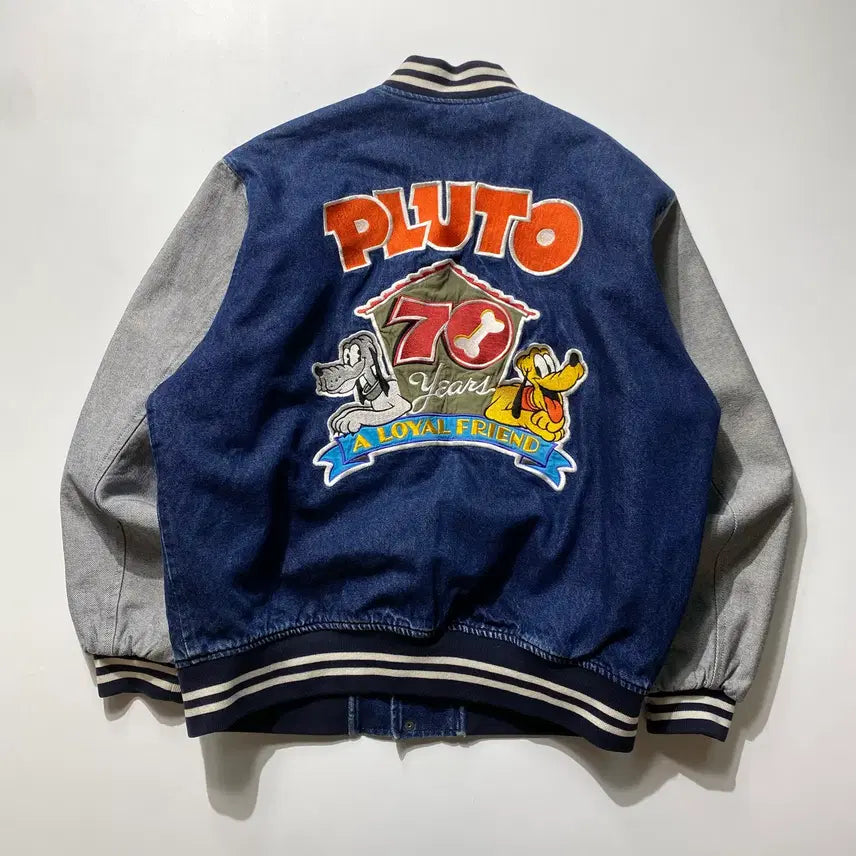 [BUNJANG] Vintage Disney 70th Anniversary Denim Varsity Jacket / [M] Vintage Disney 디즈니 70years 데님 바시티자켓