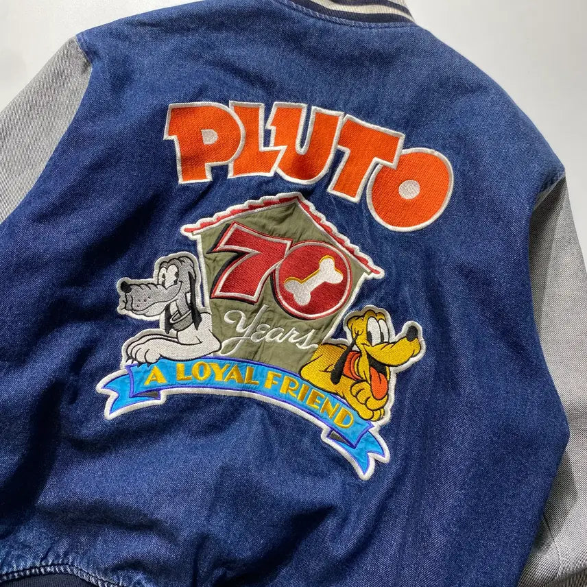 [BUNJANG] Vintage Disney 70th Anniversary Denim Varsity Jacket / [M] Vintage Disney 디즈니 70years 데님 바시티자켓