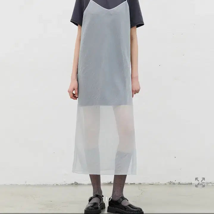[BUNJANG] Lewitt Sheer Slip Layered Dress Dark Grey / 르윗 시어 슬립 레이어드 드레스 / 다크 그레이 / 66