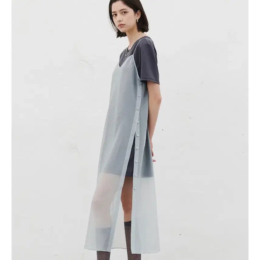 [BUNJANG] Lewitt Sheer Slip Layered Dress Dark Grey / 르윗 시어 슬립 레이어드 드레스 / 다크 그레이 / 66