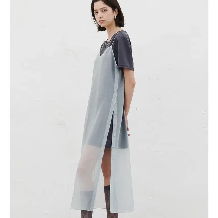 [BUNJANG] Lewitt Sheer Slip Layered Dress Dark Grey / 르윗 시어 슬립 레이어드 드레스 / 다크 그레이 / 66