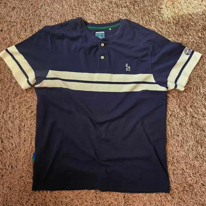 [BUNJANG] Hazzys Wimbledon Henry Neck T-Shirt Navy Size 100 / 헤지스(HAZZYS) 윔블던 네이비 헨리넥 티셔츠 100size