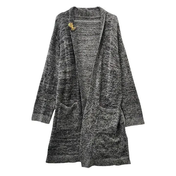 [BUNJANG] Vintage Mélange Grey Shawl Collar Cardigan (Free Size) / 빈티지 숄카라 멜란지 그레이 가디건 F