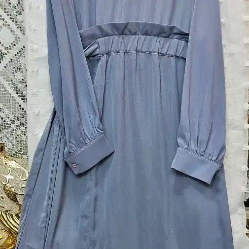 [BUNJANG] 66girls Wrap Blue Long Dress / 육육걸즈(66girls) 랩블루 롱 원피스 허리 밴딩