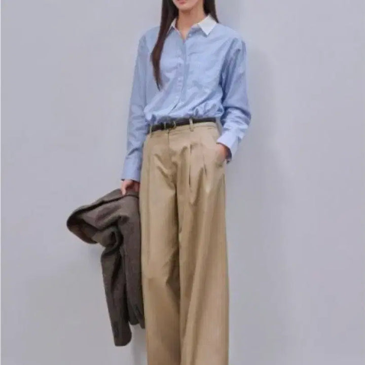 [SOLD OUT] 빈폴 레이디스 투턱 와이드 팬츠 베이지 27