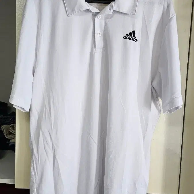 [BUNJANG] Adidas White Short-Sleeve Polo T-Shirt Size 105 / 아디다스 흰색 반팔 폴로티셔츠 105