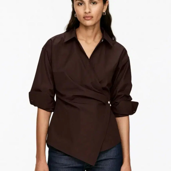 [BUNJANG] ARKET Wrap Shirt Brown / 아르켓 랩셔츠 브라운
