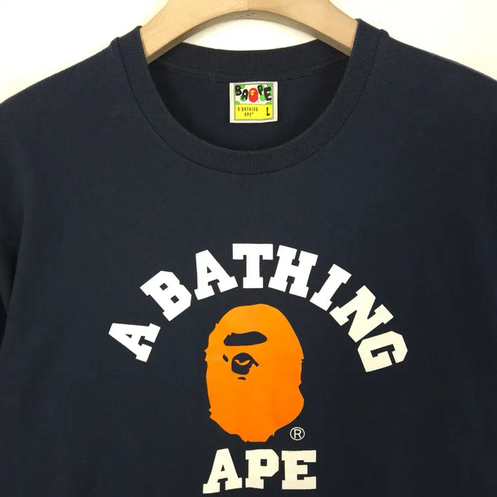 [SOLD OUT] [100] 베이프 네이비 컬리지 반팔 티셔츠