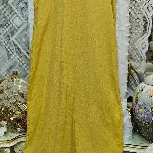 [BUNJANG] Concept Yellow Ruffle Collar Long Dress / 컨셉(Concept)노란색 프릴 카라 롱 원피스