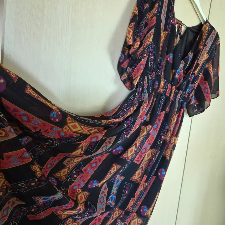 [BUNJANG] Elastic Waistband Short Sleeve Long Dress - Size 55 / 허리밴딩 반팔 롱 원피스 55사이즈 전후