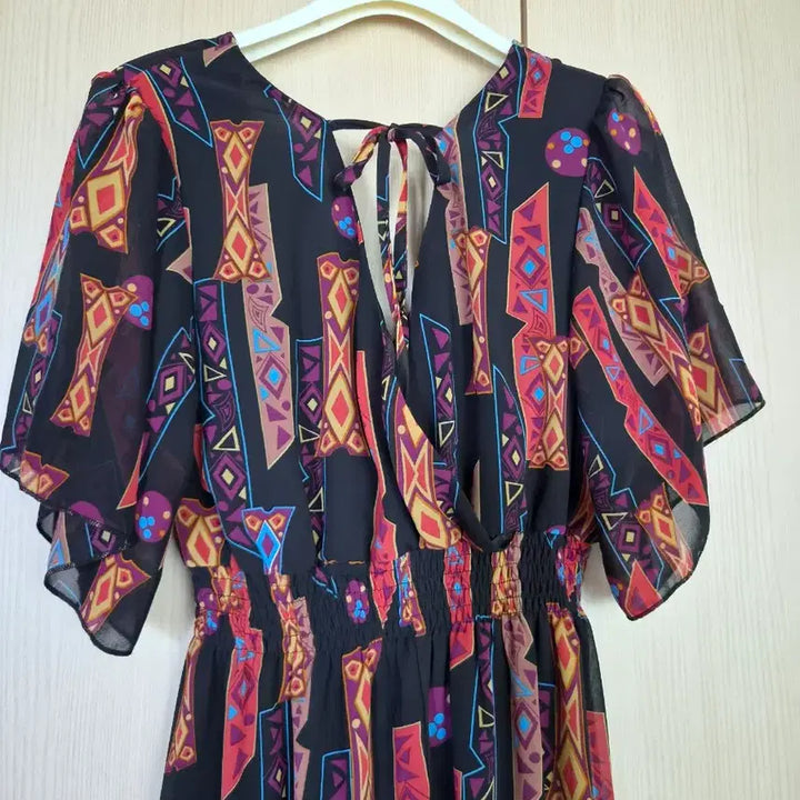 [BUNJANG] Elastic Waistband Short Sleeve Long Dress - Size 55 / 허리밴딩 반팔 롱 원피스 55사이즈 전후