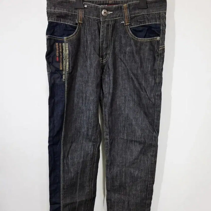 [BUNJANG] HooB Two-Tone Washed Denim Pants / 후브 워싱 데님 바지 투톤 포인트