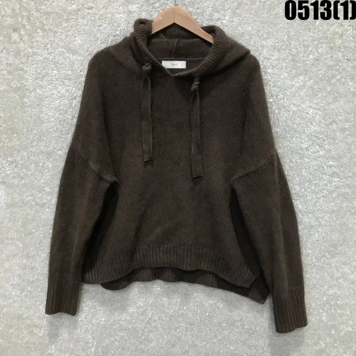 [BUNJANG] Mu i Brown Hooded Knit - Free Size / Mu i 브라운 후드 니트 F