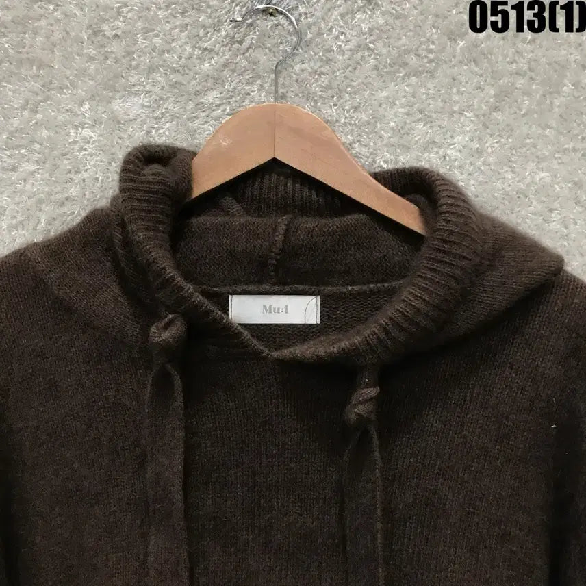 [BUNJANG] Mu i Brown Hooded Knit - Free Size / Mu i 브라운 후드 니트 F