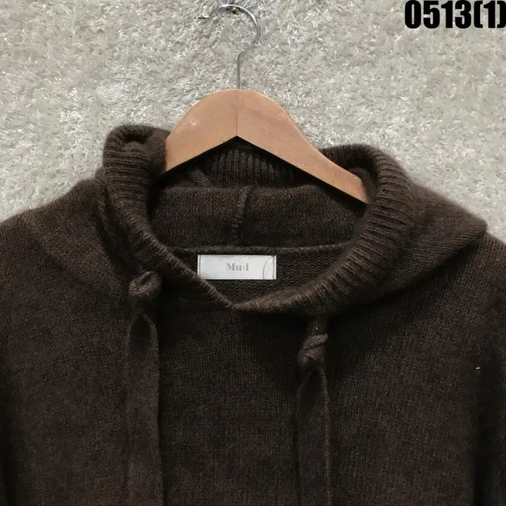 [BUNJANG] Mu i Brown Hooded Knit - Free Size / Mu i 브라운 후드 니트 F