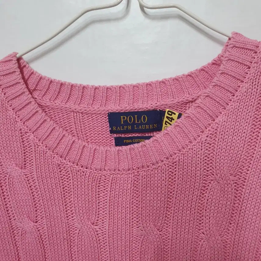 [BUNJANG] Polo Ralph Lauren Pink Cable Knit Short Sleeve Sweater / 폴로 랄프로렌 핑크 케이블 반팔 니트