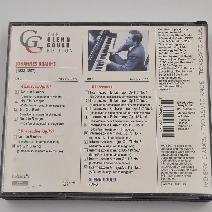 [BUNJANG] Glenn Gould Plays Brahms Intermezzi &amp; Ballades 2CD / 글렌굴드 브람스 인터메초 발라드 2CD 클래식
