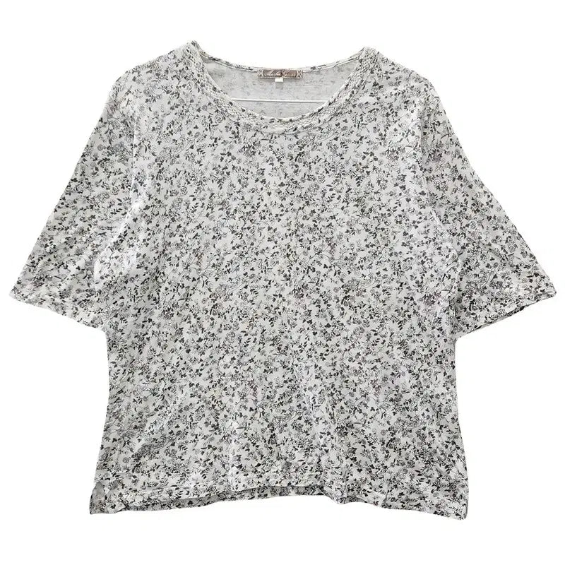 [BUNJANG] Cottage Flower Short-Sleeve T-shirt Light Grey / 모리걸 코티지 플라워 라이트 그레이 반팔 티