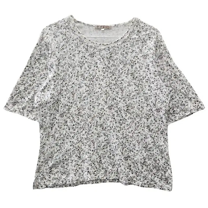 [BUNJANG] Cottage Flower Short-Sleeve T-shirt Light Grey / 모리걸 코티지 플라워 라이트 그레이 반팔 티